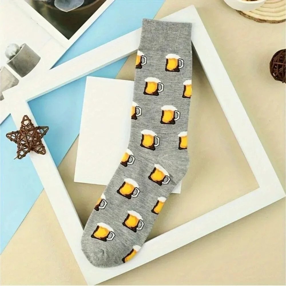Beer crew socks mug stein gray drinking sox funny gift